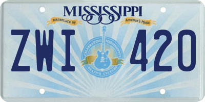 MS license plate ZWI420