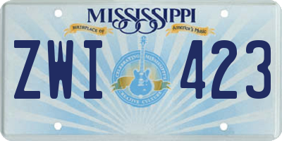 MS license plate ZWI423