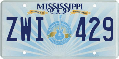 MS license plate ZWI429