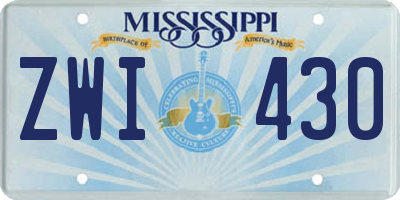 MS license plate ZWI430