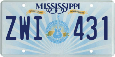 MS license plate ZWI431