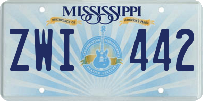 MS license plate ZWI442