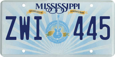 MS license plate ZWI445