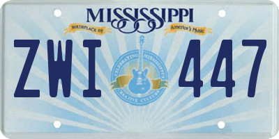 MS license plate ZWI447