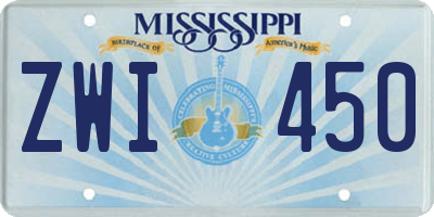 MS license plate ZWI450