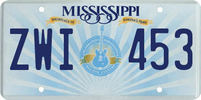 MS license plate ZWI453