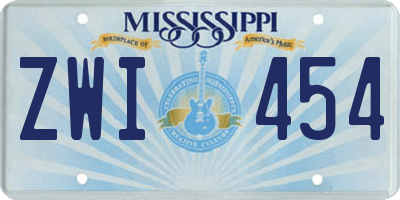 MS license plate ZWI454