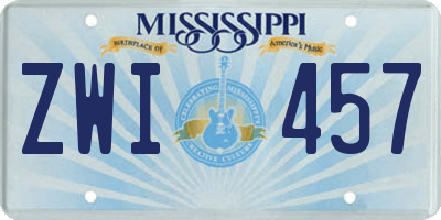 MS license plate ZWI457