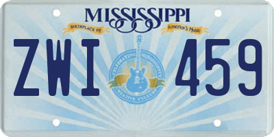 MS license plate ZWI459