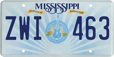 MS license plate ZWI463