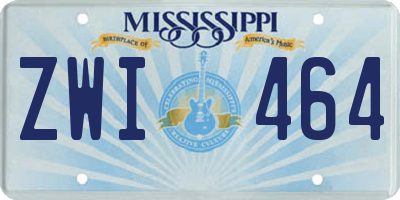 MS license plate ZWI464