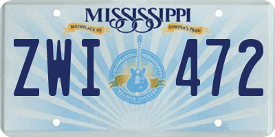 MS license plate ZWI472