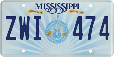 MS license plate ZWI474