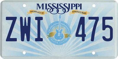 MS license plate ZWI475