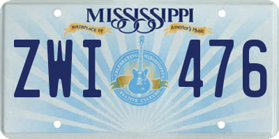 MS license plate ZWI476