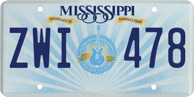 MS license plate ZWI478