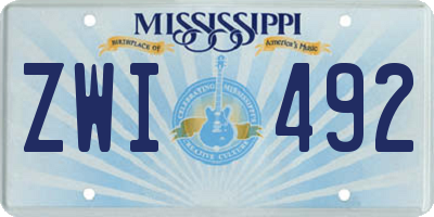 MS license plate ZWI492