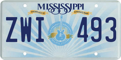 MS license plate ZWI493