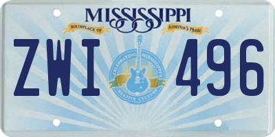 MS license plate ZWI496