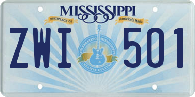 MS license plate ZWI501