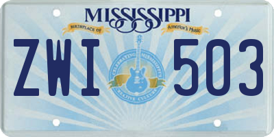 MS license plate ZWI503