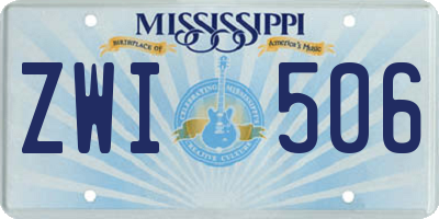 MS license plate ZWI506