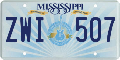 MS license plate ZWI507