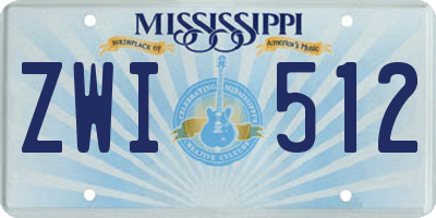 MS license plate ZWI512