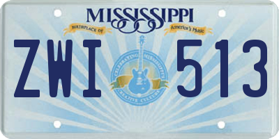 MS license plate ZWI513