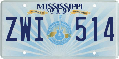 MS license plate ZWI514