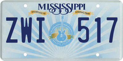 MS license plate ZWI517