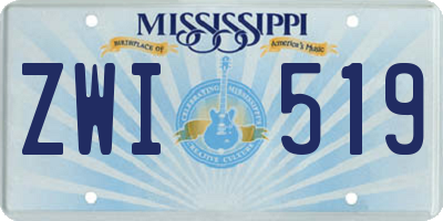 MS license plate ZWI519