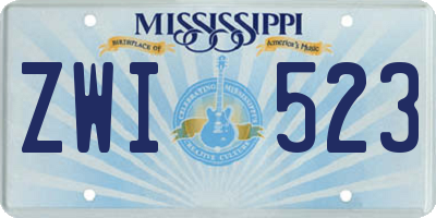 MS license plate ZWI523