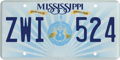 MS license plate ZWI524