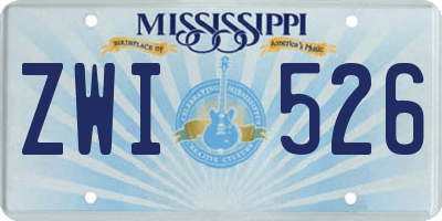 MS license plate ZWI526