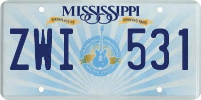 MS license plate ZWI531