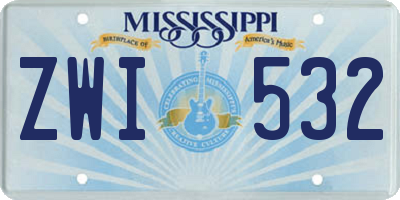 MS license plate ZWI532