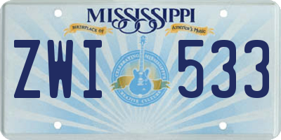 MS license plate ZWI533