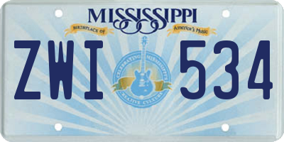 MS license plate ZWI534
