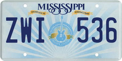 MS license plate ZWI536