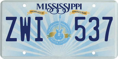 MS license plate ZWI537