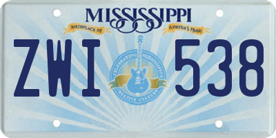 MS license plate ZWI538