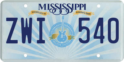 MS license plate ZWI540