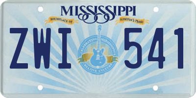 MS license plate ZWI541