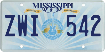 MS license plate ZWI542