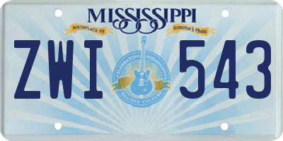 MS license plate ZWI543