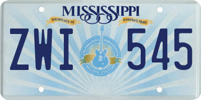 MS license plate ZWI545