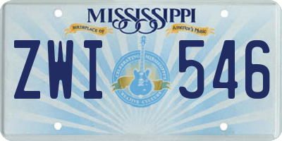 MS license plate ZWI546