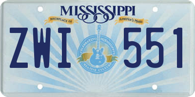 MS license plate ZWI551