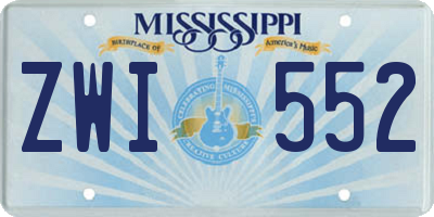 MS license plate ZWI552